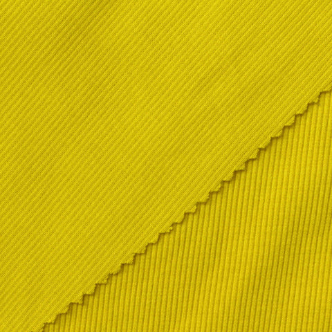 Yellow Ribbed Rib Knit, Poly-Cotton