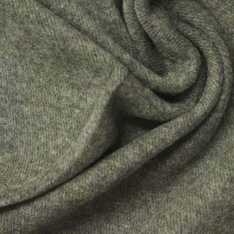 Grey Marl Rib Knit, Poly-Cotton, 330 gsm