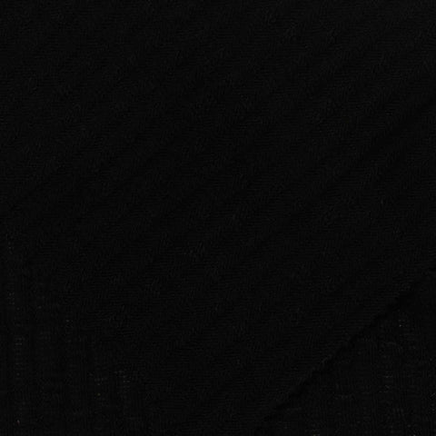 Slub Polyester Viscose Stretch Rib Knit Fabric, 200 gsm — Black