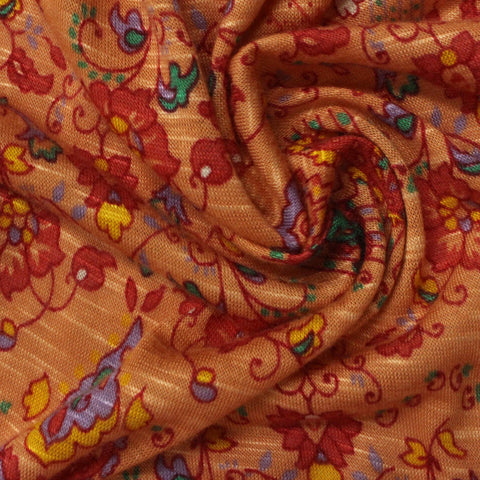 Red Small-Floral Knit, Viscose