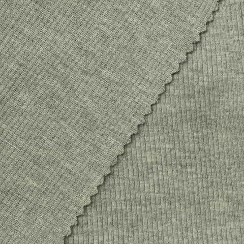 Sage Heather Rib Knit, Poly-Cotton
