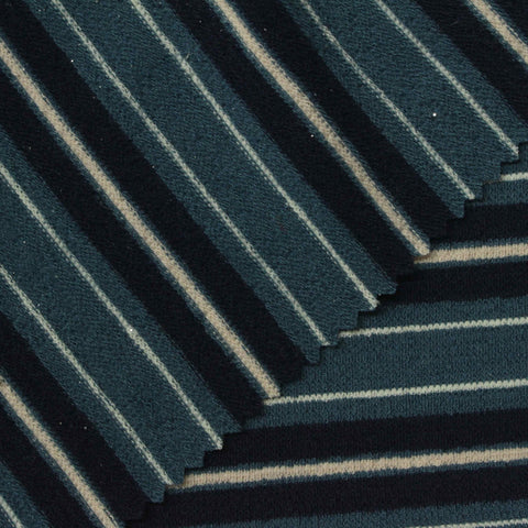 Blue Horizontal-Stripe Knit, Poly-Viscose, 300 gsm