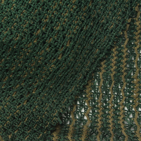 Dark Green Vertical-Stripe Warp Knit, Poly-Cotton