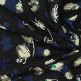 White Abstract-Floral Linen-Look, Polyester — photo 1
