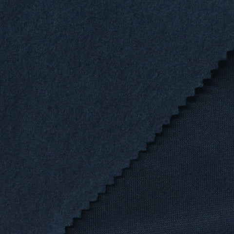 Brushed Polyester Cotton French Terry Fabric, 240 gsm, 168 cm — Navy