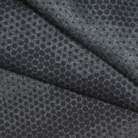 Grey Dot Interlock Knit, Cotton-Poly