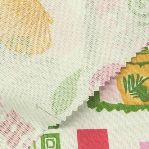 Red Flowers Woven, Poly-Viscose