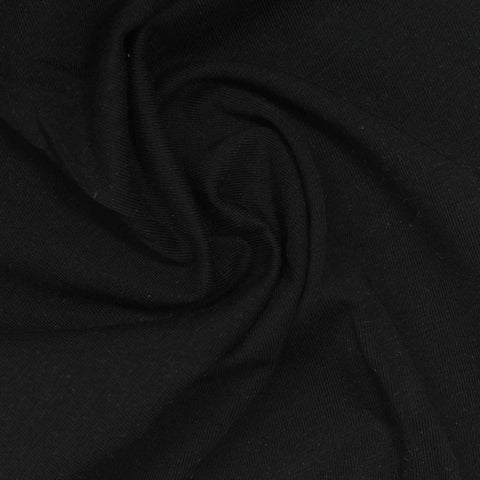 Cotton Stretch Jersey Knit Fabric, 167 gsm, 170 cm — Black