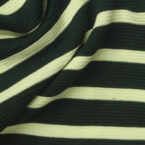 Dark Green Horizontal-Stripe Knit, Poly-Viscose