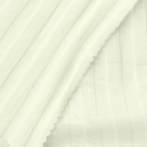100% Cotton Rib Knit Fabric, 140 gsm, 130 cm — White