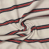 Cream Horizontal-Stripe Rib Knit, Viscose, 220 gsm — photo 1