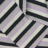 Black Horizontal-Stripe Rib Knit, Cotton-Poly, 205 gsm — photo 1