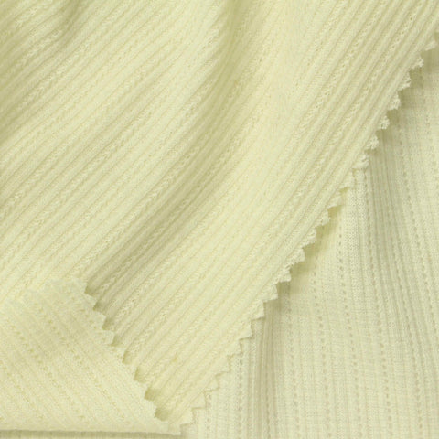 Pale Cream Textured Rib Knit, Poly-Viscose