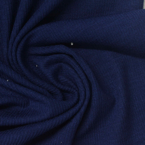 Modal Stretch Rib Knit Fabric, 229 gsm, 120 cm — Navy