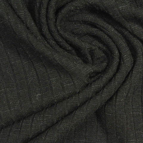 Slub Viscose Polyester Stretch Rib Knit Fabric, 215 gsm, 130 cm — Grey
