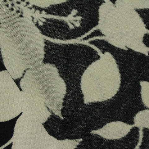 Cream Floral Linen-Look, Viscose, 165 gsm