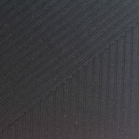 Black Rib Knit, Poly-Viscose