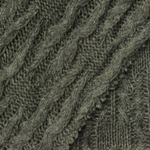 Jacquard Acrylic Polyester Blend Chunky Knit Fabric, 471 gsm, 140 cm — Green