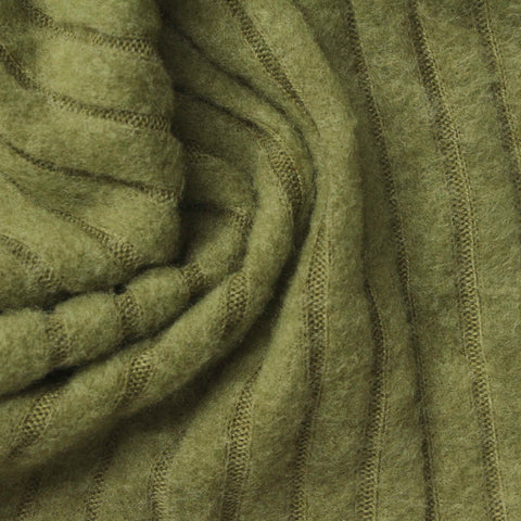 Polyester Viscose Stretch Rib Knit Fabric, 220 gsm, 156 cm — Green
