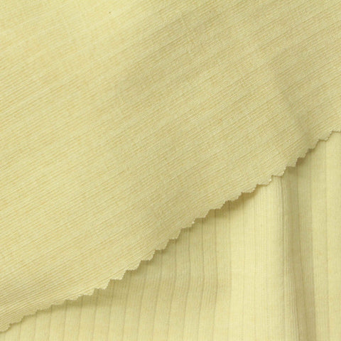 Cotton Stretch Rib Knit Fabric, 257 gsm, 154 cm — Yellow