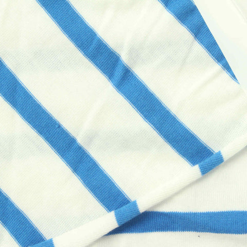 Blue Horizontal-Stripe Jersey Knit, Cotton, 155 gsm