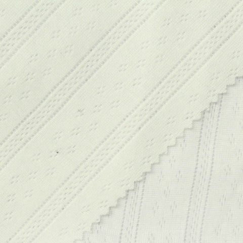 Off-White Vertical-Stripe Pointelle Knit, Poly-Cotton