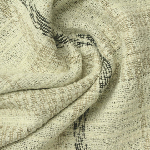 Cream Grid Chunky Knit, Cotton-Poly