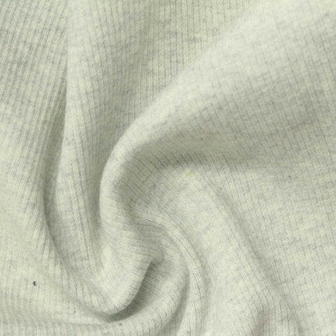 Light Grey Marl Rib Knit, Cotton, 470 gsm