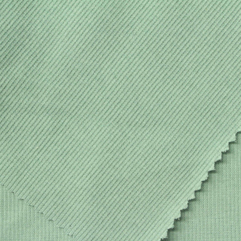 Cotton Stretch Rib Knit Fabric, 250 gsm — Green