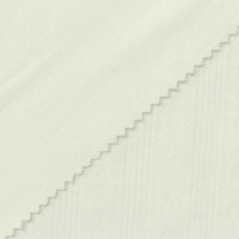 Cream Vertical-Stripe Pointelle Knit, Polyester, 300 gsm