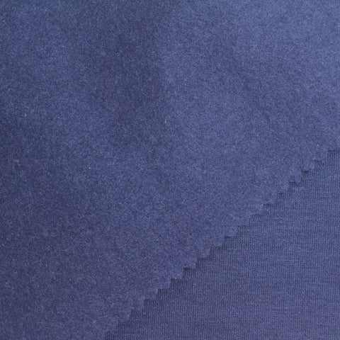Brushed Polyester Viscose Stretch French Terry Fabric, 285 gsm, 162 cm — Navy