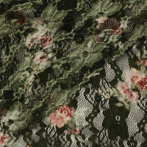 Pink Floral Lace, Nylon, 88 gsm