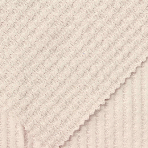 Brushed Polyester Viscose Stretch Waffle Knit Fabric, 220 gsm, 160 cm — Beige