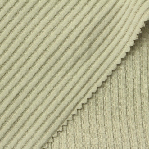 Polyester Viscose Stretch Rib Knit Fabric, 307 gsm, 155 cm — Green