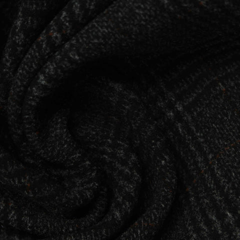 Dark Grey Plaid Ponte Knit, Viscose-Nylon