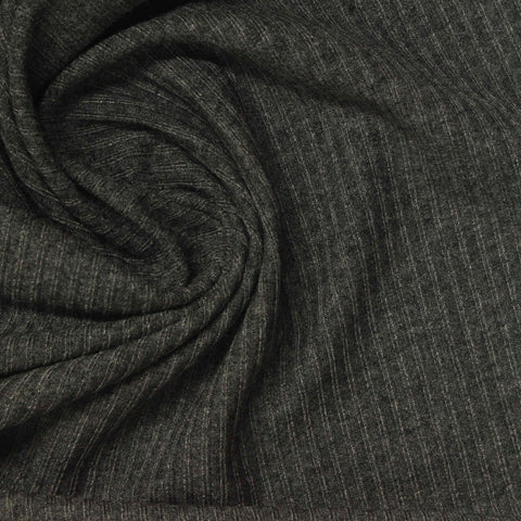 Light Grey Vertical-Stripe Rib Knit, Poly-Viscose