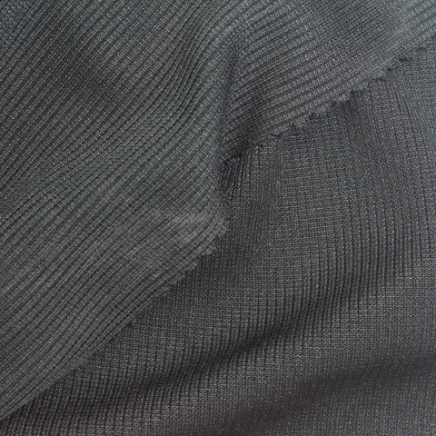 Heather Polyester Stretch Rib Knit Fabric, 450 gsm, 168 cm — Grey