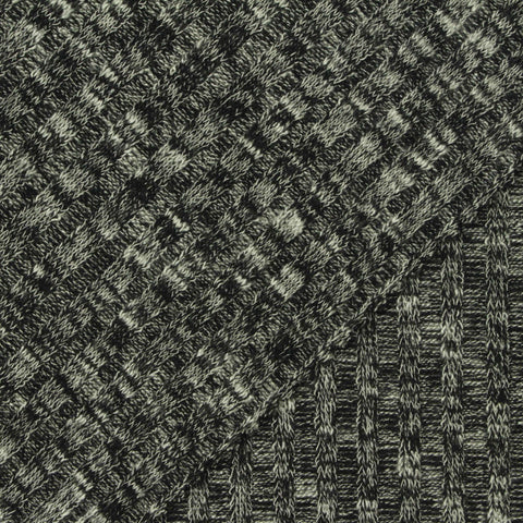 Black Heathered-Marl Rib Knit, Viscose-Poly, 280 gsm