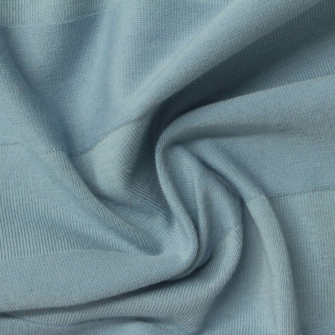 Light Blue Horizontal-Stripe Jacquard, Cotton-Poly