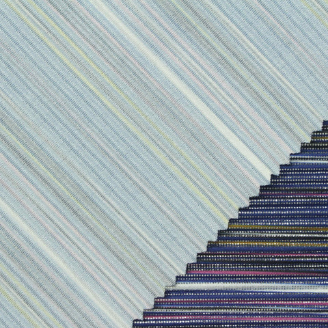 Blue Horizontal-Stripe Crepe, Polyester
