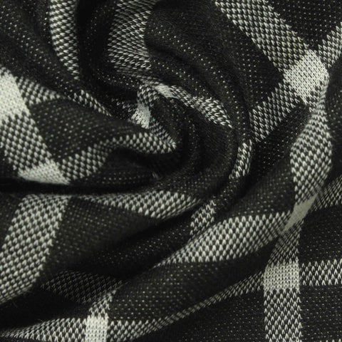 Black Check Interlock Knit, Polyester, 240 gsm
