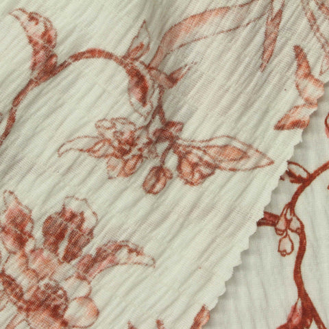 Rust Floral Crepe, Polyester