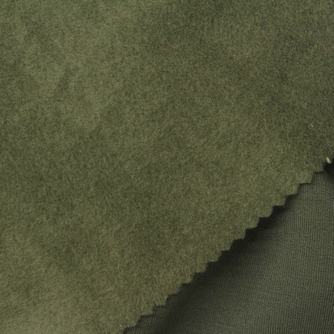 Brushed Viscose Cotton Blend Stretch French Terry Fabric, 328 gsm, 176 cm — Green