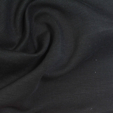 Washed Polyester Viscose Stretch Scuba Knit Fabric, 250 gsm, 160 cm — Black
