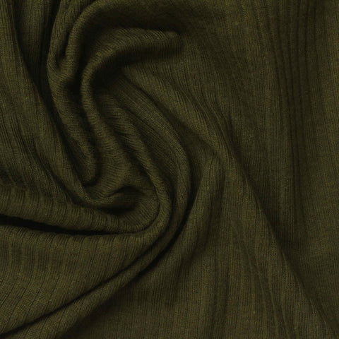Cotton Modal Stretch Rib Knit Fabric, 197 gsm, 146 cm — Green