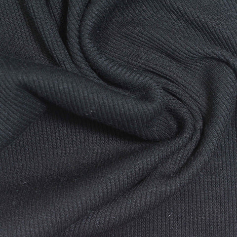 Polyester Stretch Rib Knit Fabric, 323 gsm, 116 cm — Navy