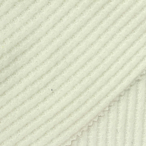 Brushed Viscose Metallic Stretch Waffle Knit Fabric, 260 gsm, 170 cm — White
