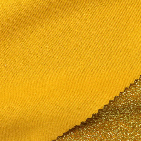 Polyester Metallic Stretch Crepe Fabric, 160 gsm, 150 cm — Yellow