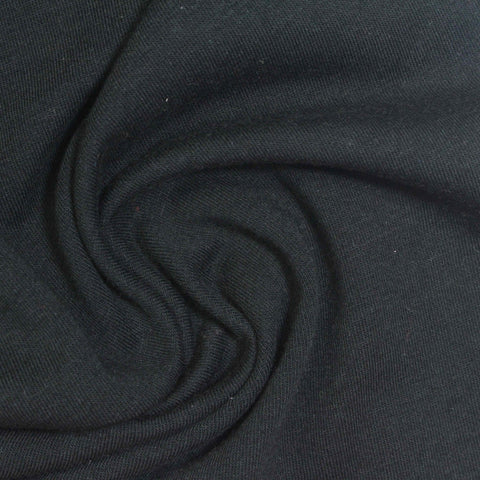 Cotton Polyester Stretch French Terry Fabric, 265 gsm, 165 cm — Black