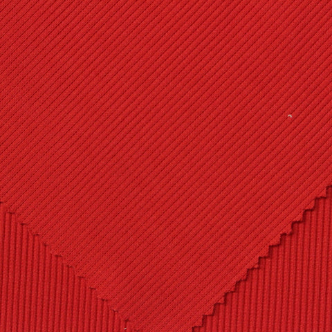 Polyester Stretch Rib Knit Fabric, 380 gsm, 120 cm — Red